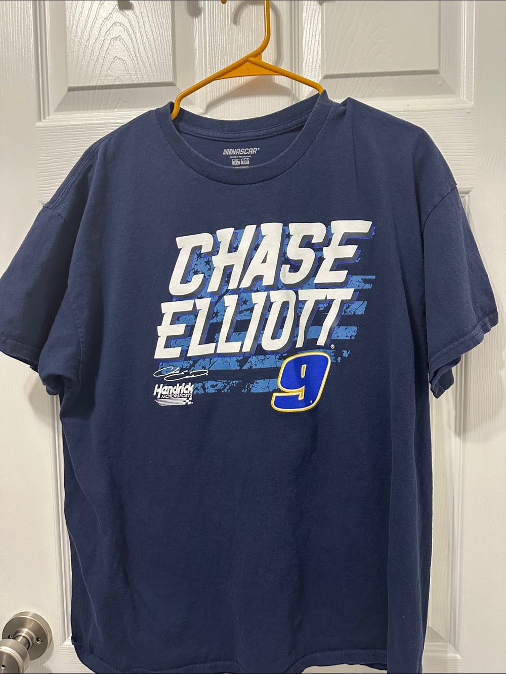 Nascar Navy Chase Elliott Graphic Tee with Yellow Accent